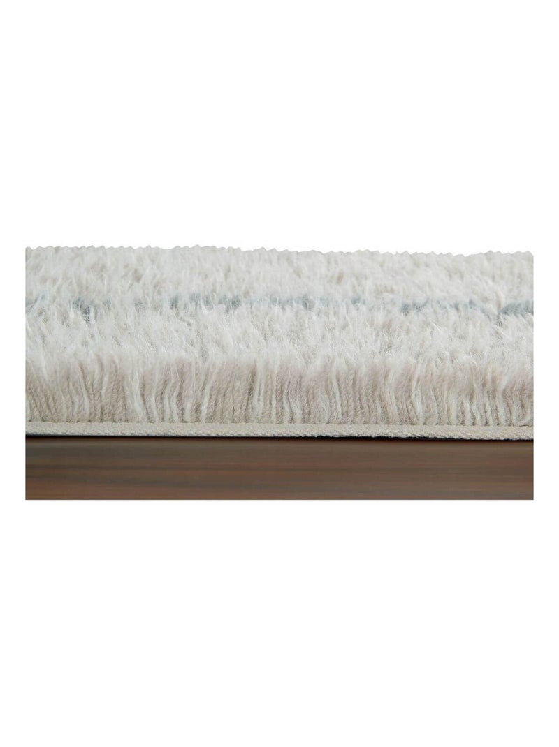 Tapis shaggy en laine lavable en machine avec franges Seasons Lorena Canals Argenté - Kiabi