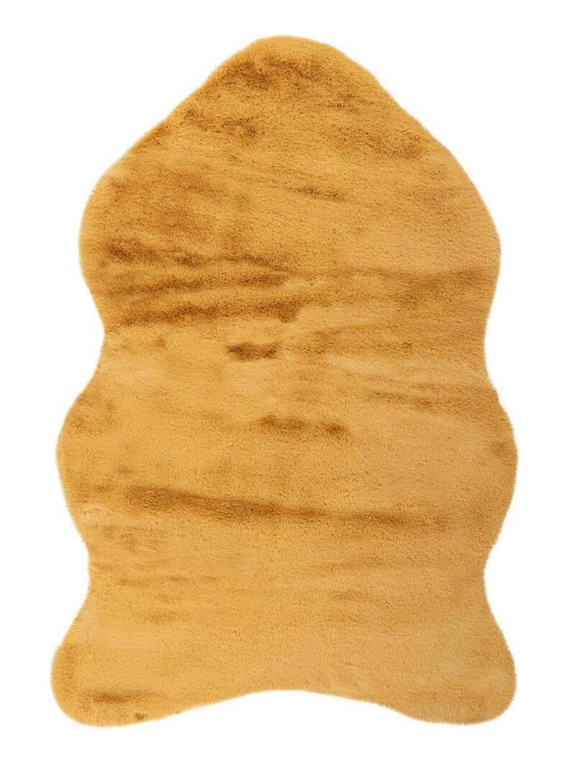 Tapis shaggy en peau de mouton synthétique Cosy Jaune - Kiabi