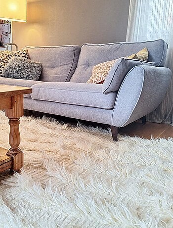 Tapis shaggy fait main en laine motif uni FLOKATA