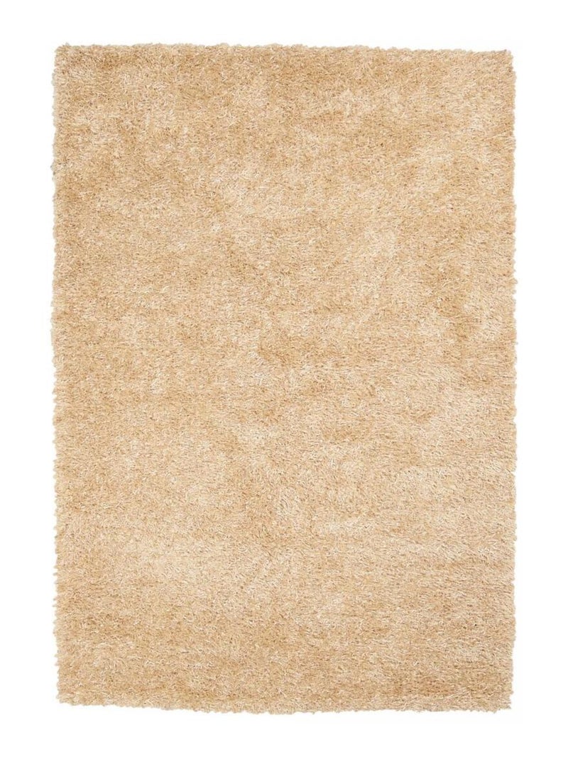 Tapis shaggy fait main motif uni GLAMOURA Beige - Kiabi