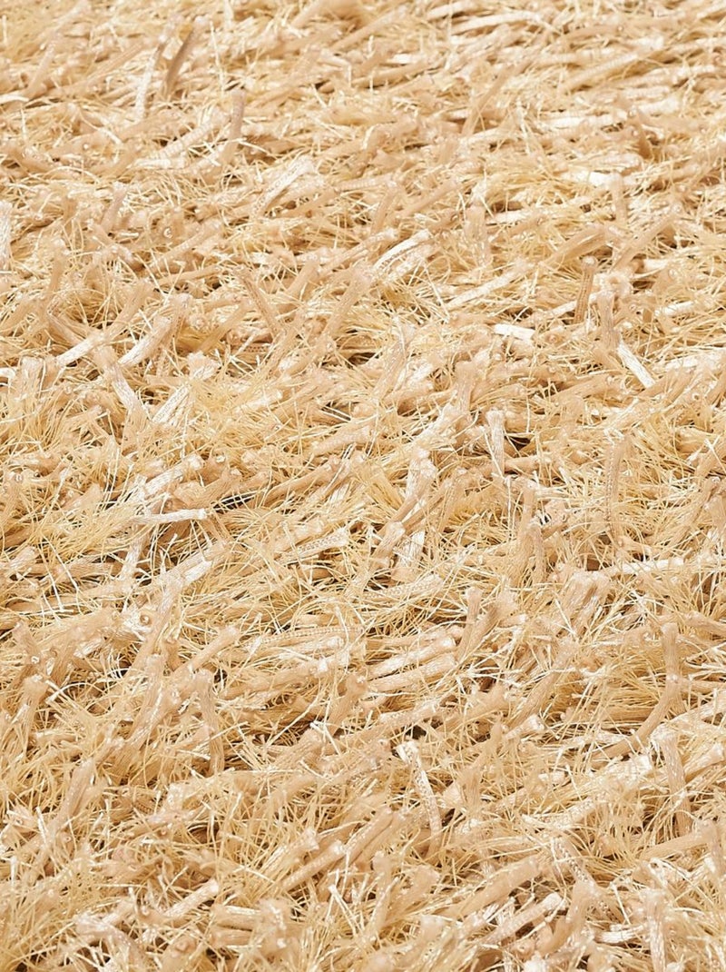 Tapis shaggy fait main motif uni GLAMOURA Beige - Kiabi