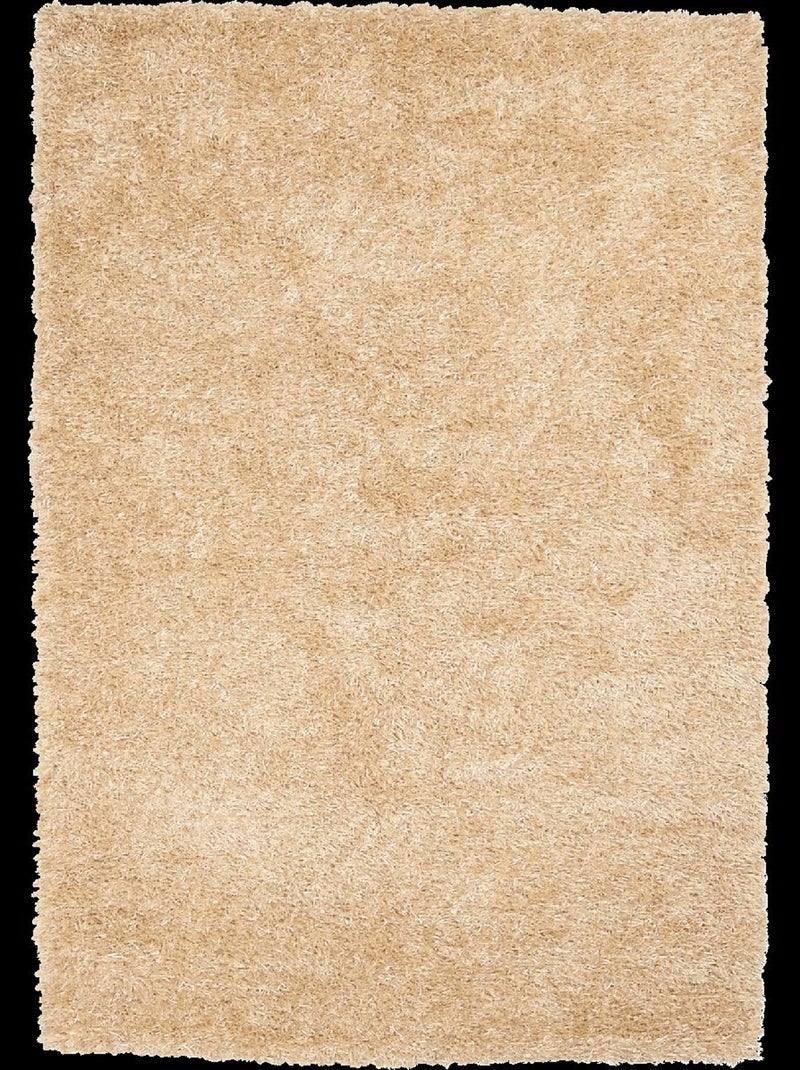 Tapis shaggy fait main motif uni GLAMOURA Beige - Kiabi