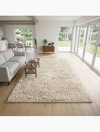 Tapis shaggy fait main motif uni MALAIDORY