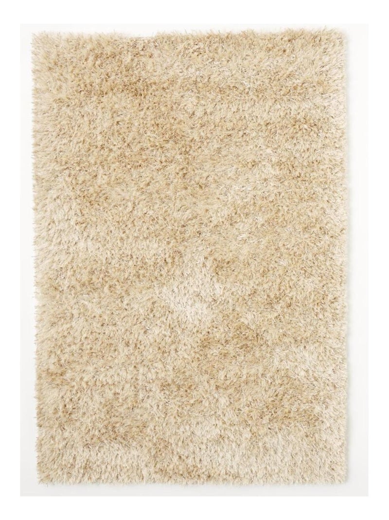 Tapis shaggy fait main motif uni MALAIDORY Blanc - Kiabi