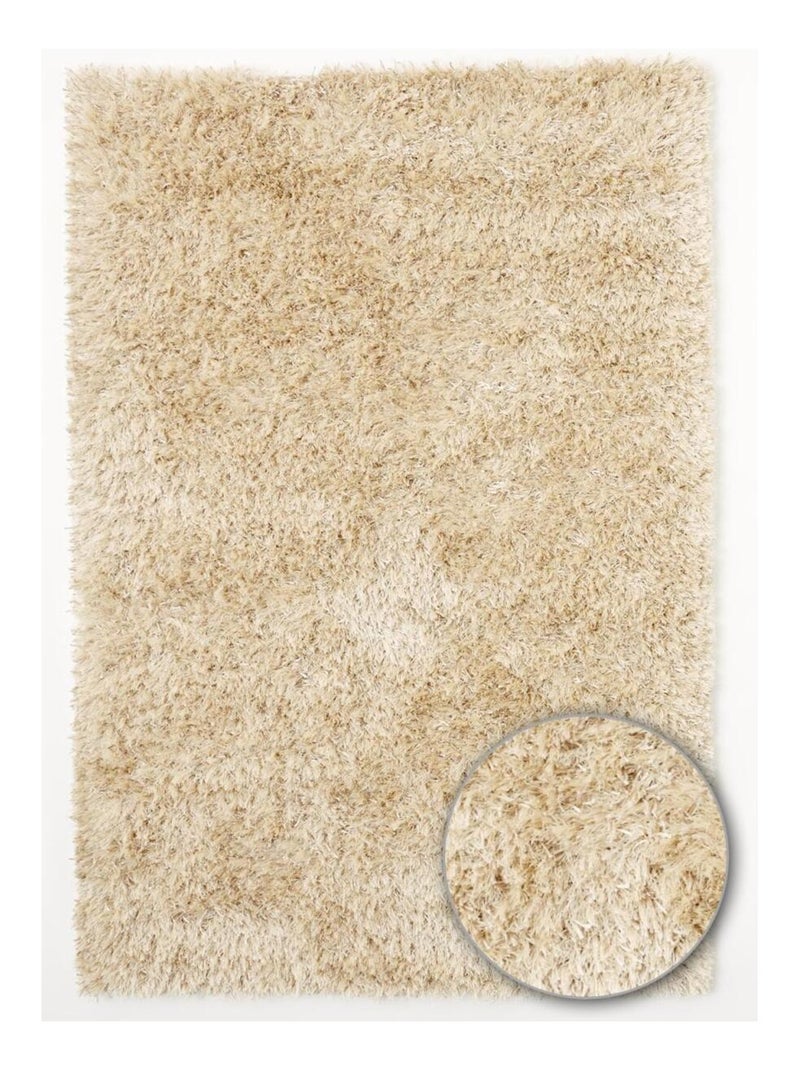 Tapis shaggy fait main motif uni MALAIDORY Blanc - Kiabi