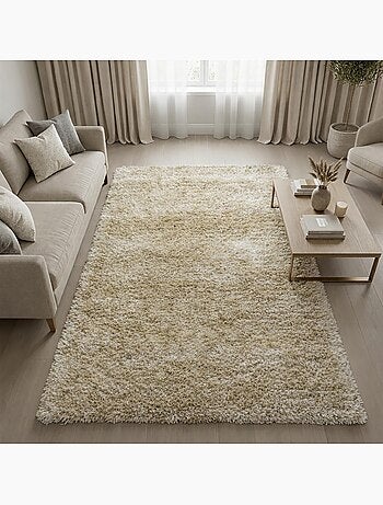 Tapis shaggy fait main motif uni SG FIN