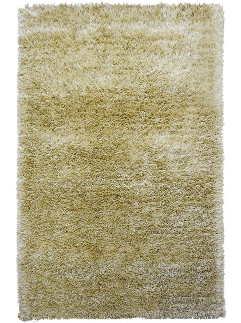 Tapis shaggy fait main motif uni MALAIDORY Ecru - Kiabi