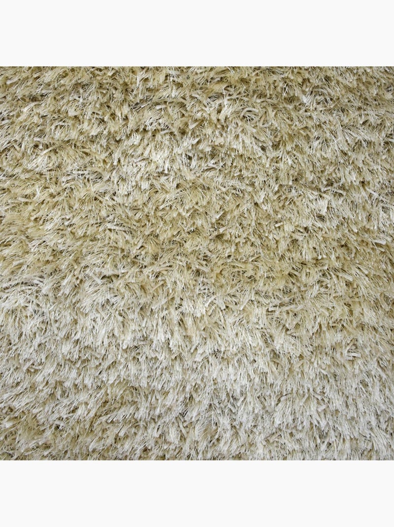 Tapis shaggy fait main motif uni MALAIDORY Ecru - Kiabi