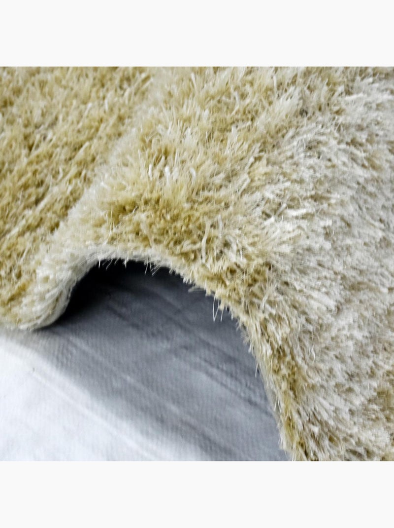Tapis shaggy fait main motif uni MALAIDORY Ecru - Kiabi