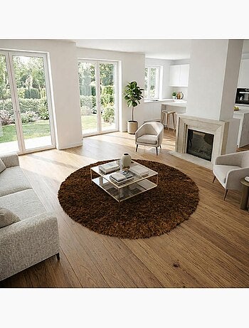 Tapis shaggy fait main motif uni MALAIDORY