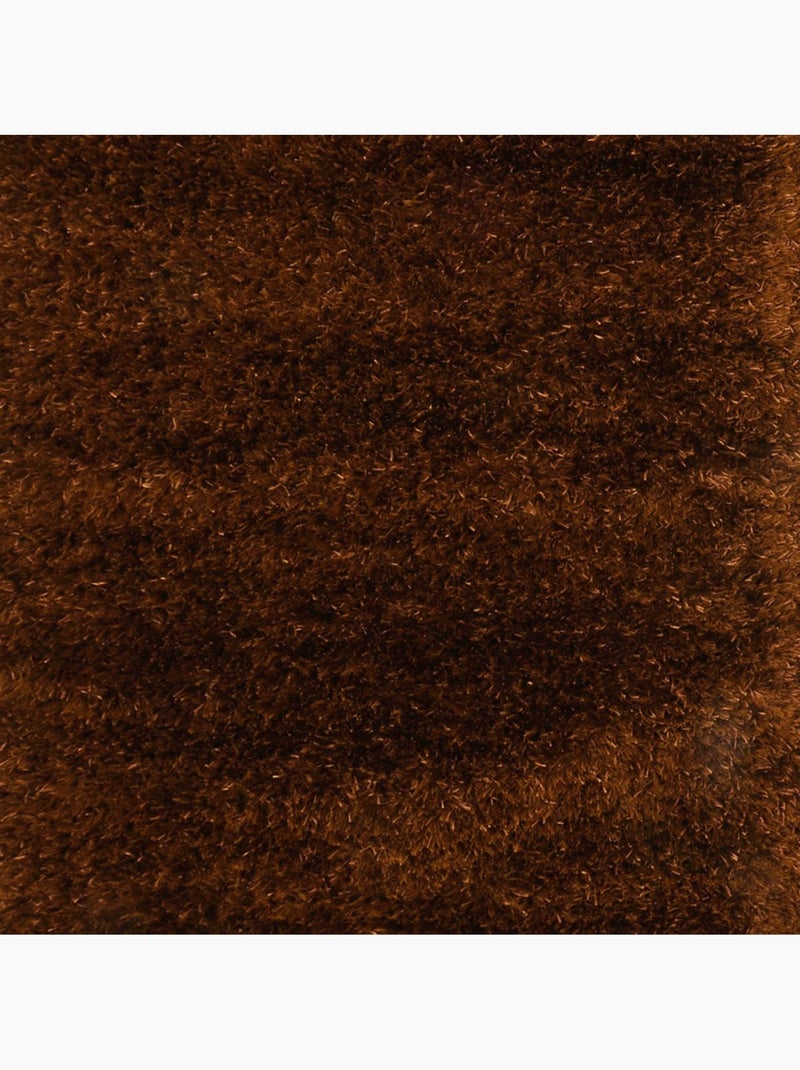 Tapis shaggy fait main motif uni MALAIDORY Marron - Kiabi