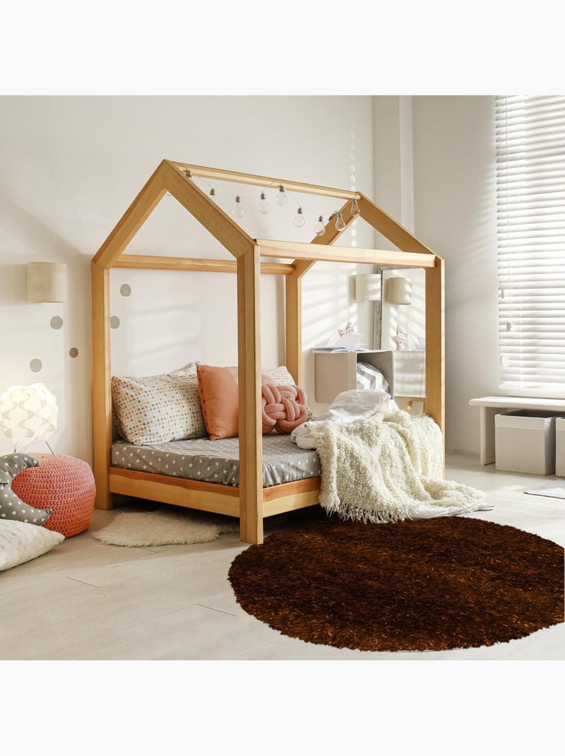 Tapis shaggy fait main motif uni MALAIDORY Marron - Kiabi