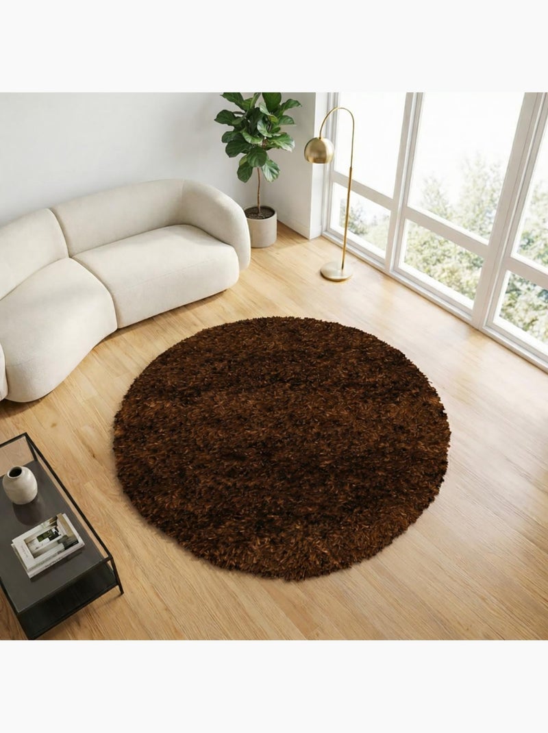 Tapis shaggy fait main motif uni MALAIDORY Marron - Kiabi