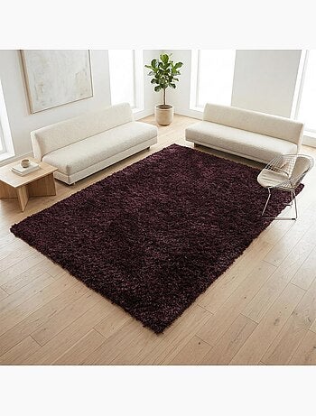 Tapis shaggy fait main motif uni MALAIDORY
