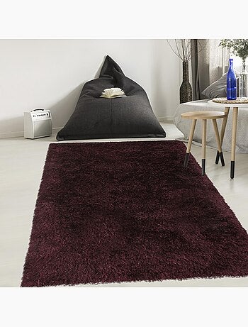 Tapis shaggy fait main motif uni MALAIDORY
