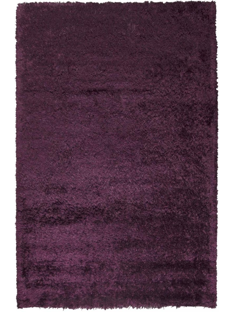 Tapis shaggy fait main motif uni MALAIDORY Violet - Kiabi