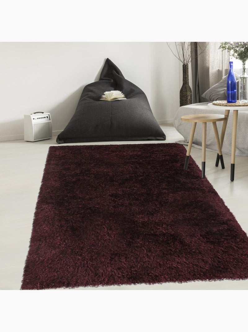 Tapis shaggy fait main motif uni MALAIDORY Violet - Kiabi