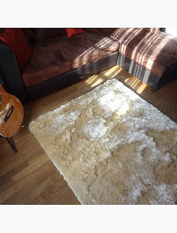 Tapis shaggy fait main motif uni SG FIN