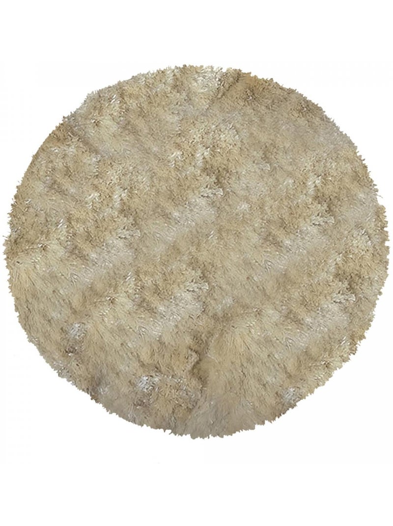 Tapis shaggy fait main motif uni SG FIN Ecru - Kiabi