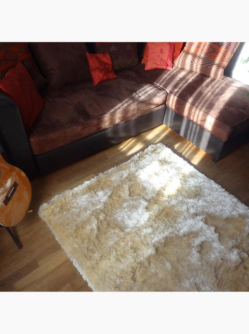 Tapis shaggy fait main motif uni SG FIN - Kiabi