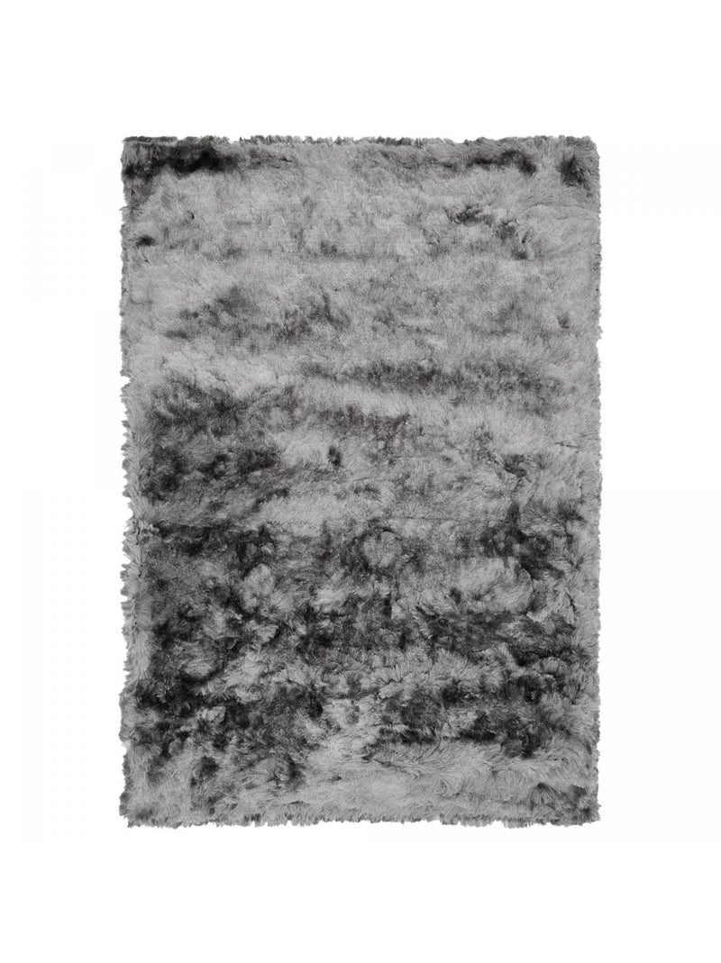 Tapis shaggy fait main motif uni SG FIN Gris - Kiabi