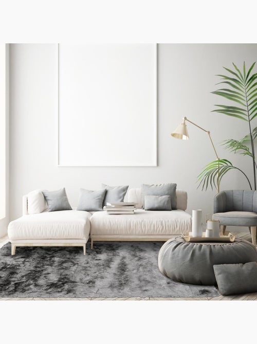 Tapis shaggy fait main motif uni SG FIN - Kiabi