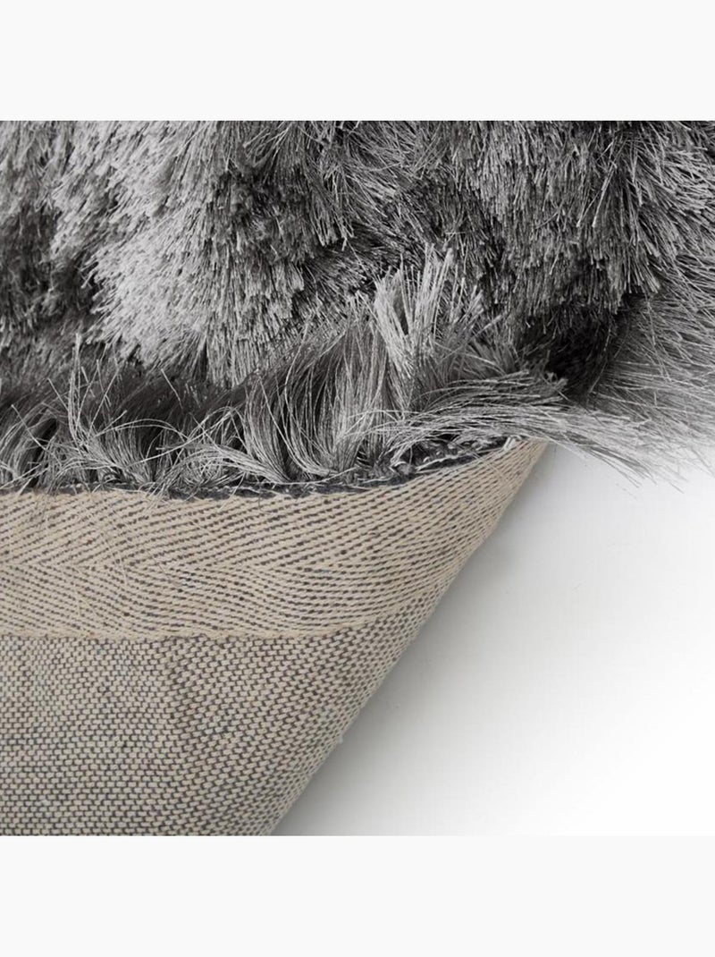Tapis shaggy fait main motif uni SG FIN Gris - Kiabi
