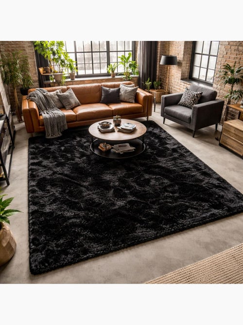 Tapis shaggy fait main motif uni SG FIN - Kiabi