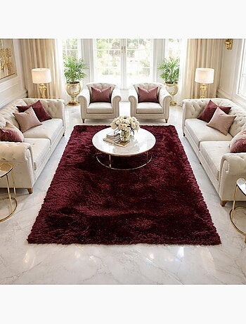 Tapis shaggy fait main motif uni SG FIN