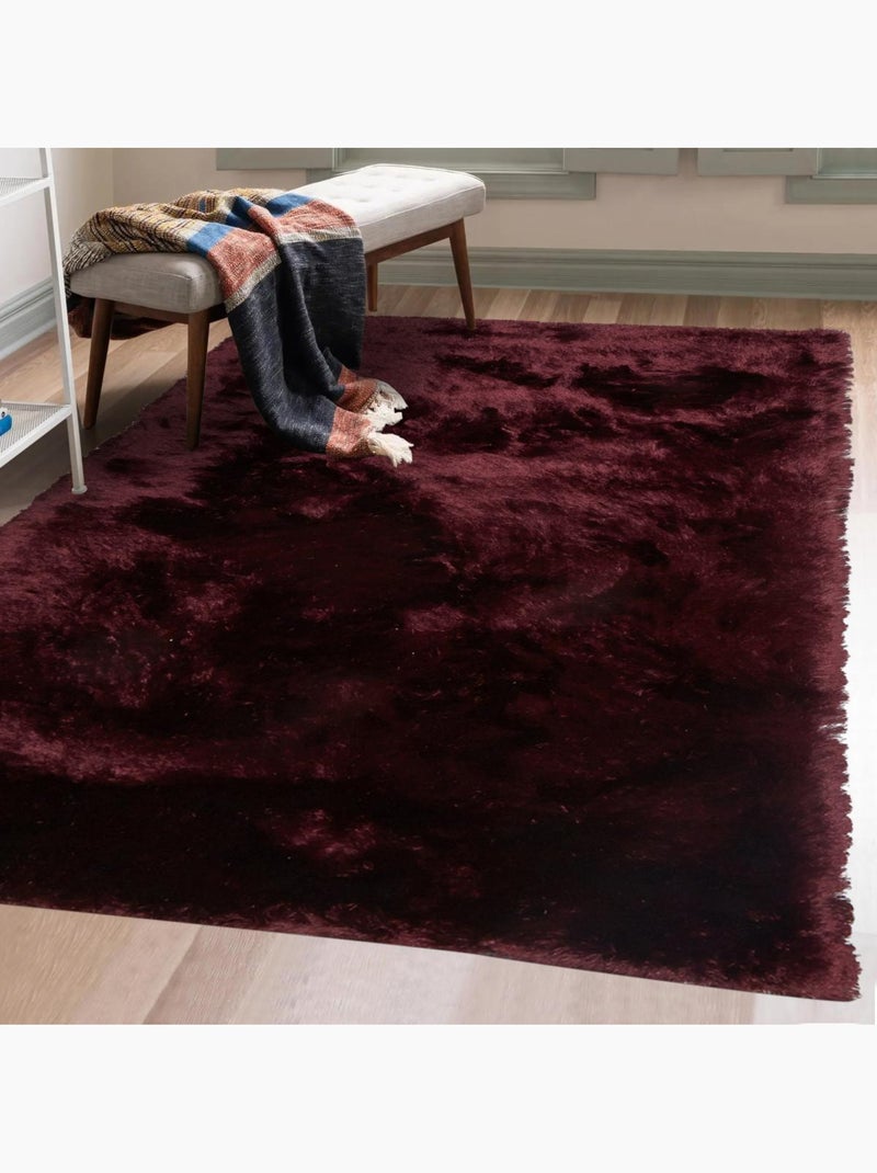 Tapis shaggy fait main motif uni SG FIN Violet - Kiabi