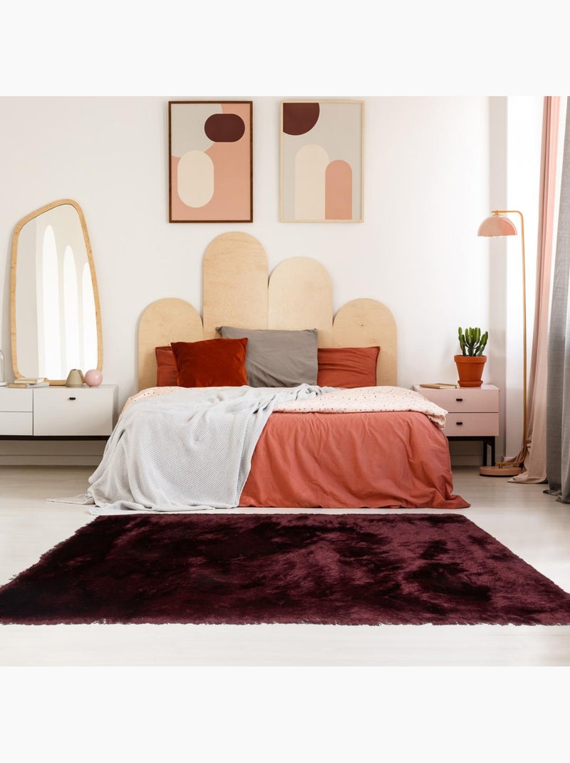 Tapis shaggy fait main motif uni SG FIN Violet - Kiabi