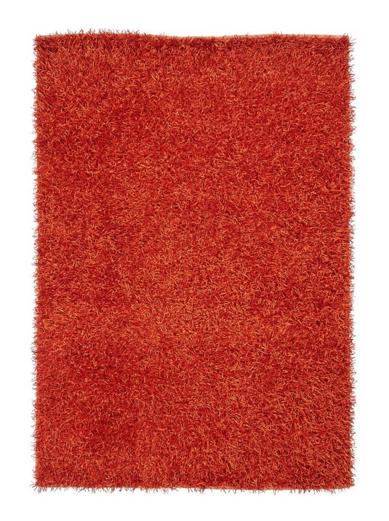 Tapis shaggy fait main motif uni STAROD Rouge - Kiabi