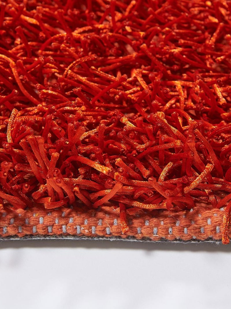 Tapis shaggy fait main motif uni STAROD Rouge - Kiabi