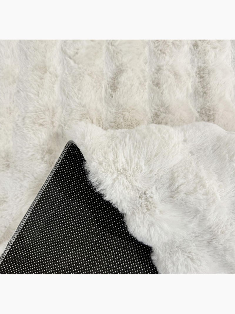 Tapis shaggy, faux uni sobre, poil long shaggy moelleux lyn58 bubl Blanc - Kiabi