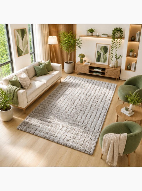 Tapis shaggy, faux uni sobre, poil long shaggy moelleux lyn58 bubl - Kiabi