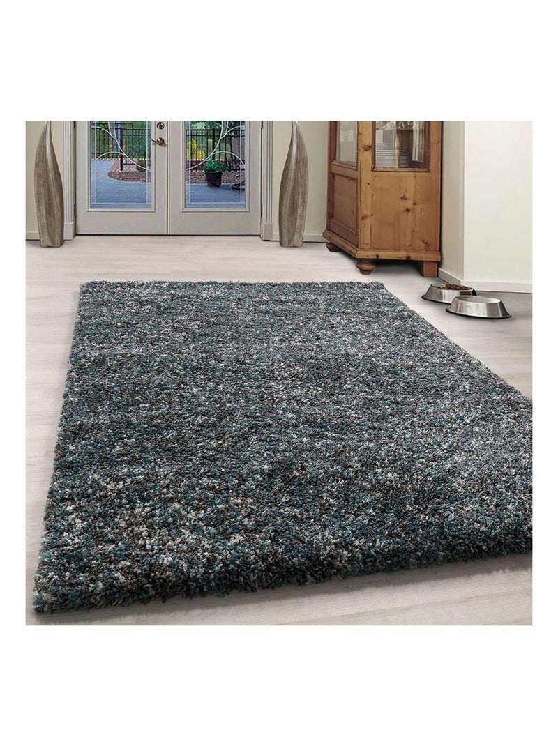Tapis shaggy rectangle bicolore moderne Benno Bleu - Kiabi