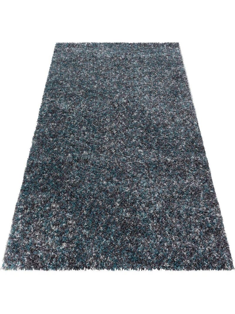 Tapis shaggy rectangle bicolore moderne Benno Bleu - Kiabi