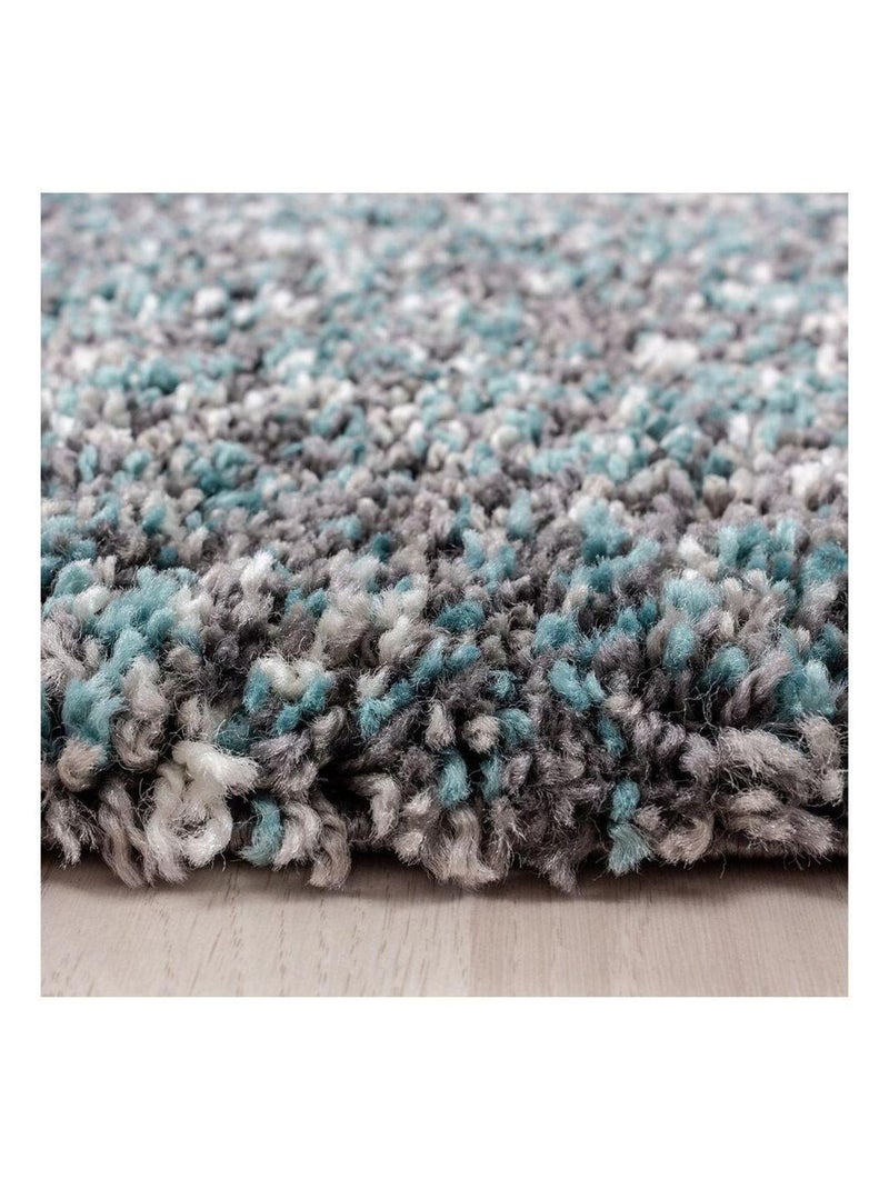 Tapis shaggy rectangle bicolore moderne Benno Bleu - Kiabi