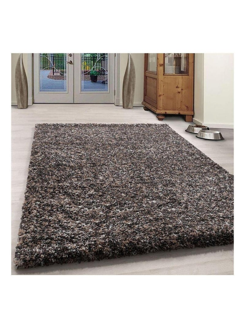 Tapis shaggy rectangle bicolore moderne Benno Taupe - Kiabi
