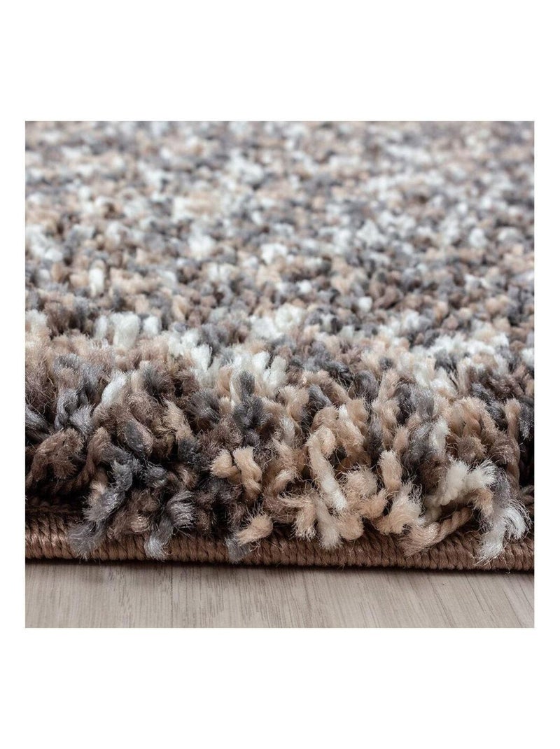 Tapis shaggy rectangle bicolore moderne Benno Taupe - Kiabi