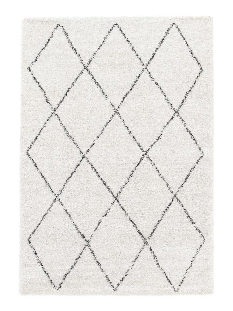 Tapis shaggy tissé motif abstrait AMORE 7 Ecru - Kiabi