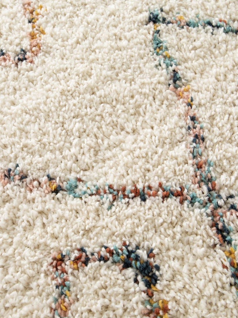 Tapis shaggy tissé motif abstrait AMORE 8 Ecru - Kiabi