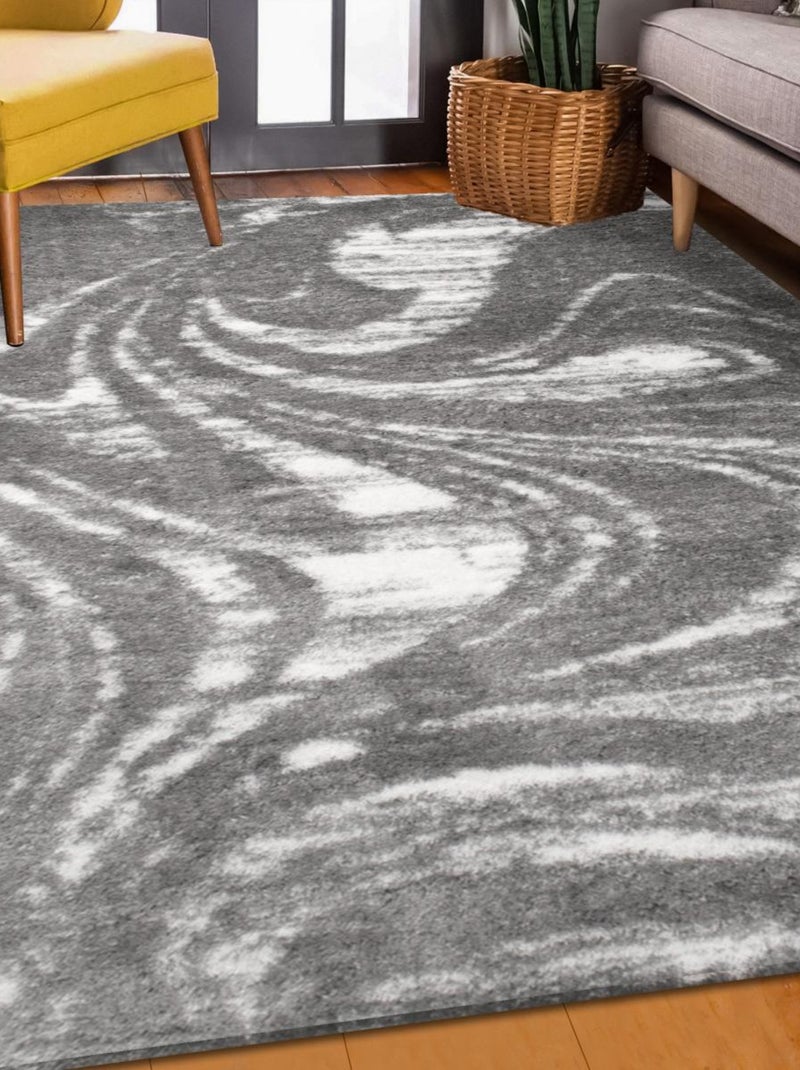 Tapis shaggy tissé motif abstrait EMBER 3 Gris - Kiabi