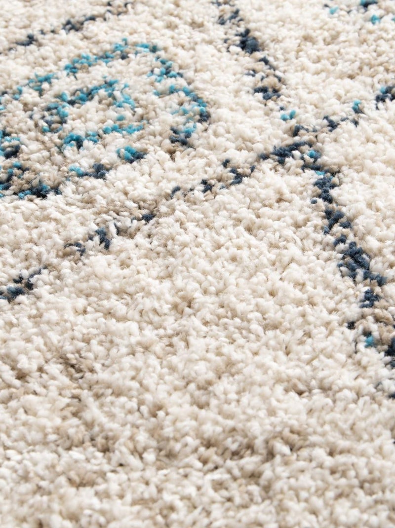 Tapis shaggy tissé motif berbère AMORE 2 Ecru - Kiabi