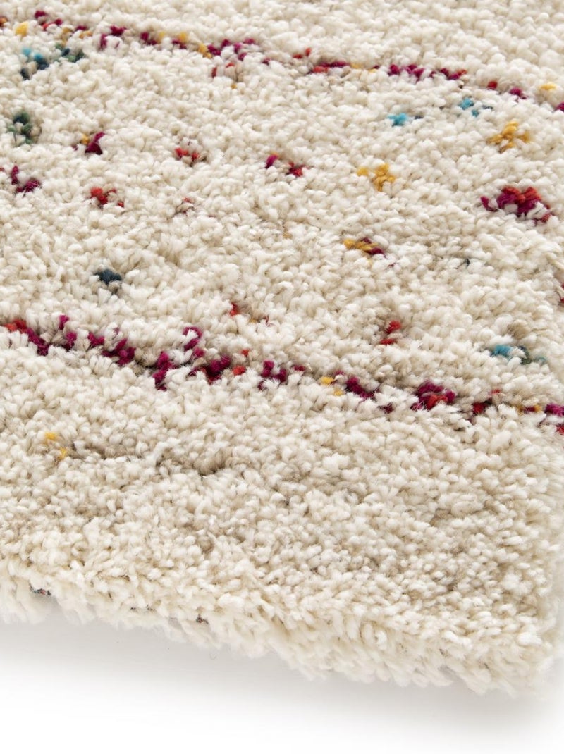 Tapis shaggy tissé motif berbère amore 3 Ecru - Kiabi