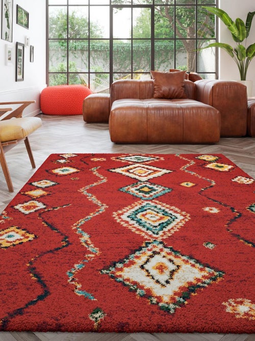 Tapis shaggy tissé motif berbère AMORE 4 - Kiabi