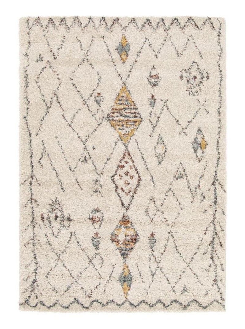 Tapis shaggy tissé motif berbère AURORA 1 Ecru - Kiabi