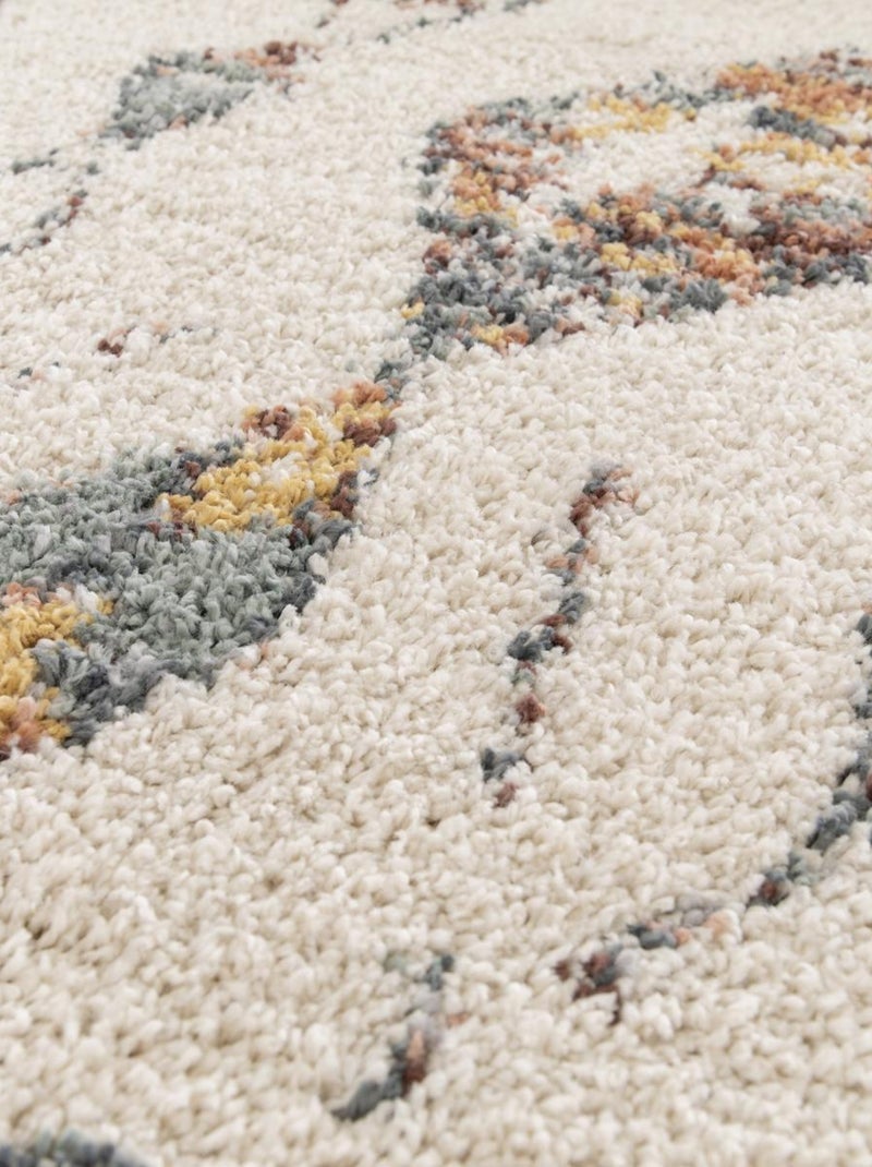 Tapis shaggy tissé motif berbère AURORA 1 Ecru - Kiabi