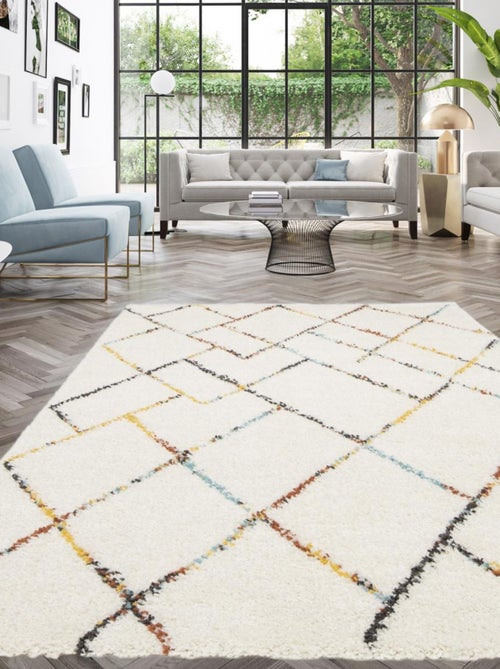 Tapis shaggy tissé motif berbère CHROMA 2 - Kiabi
