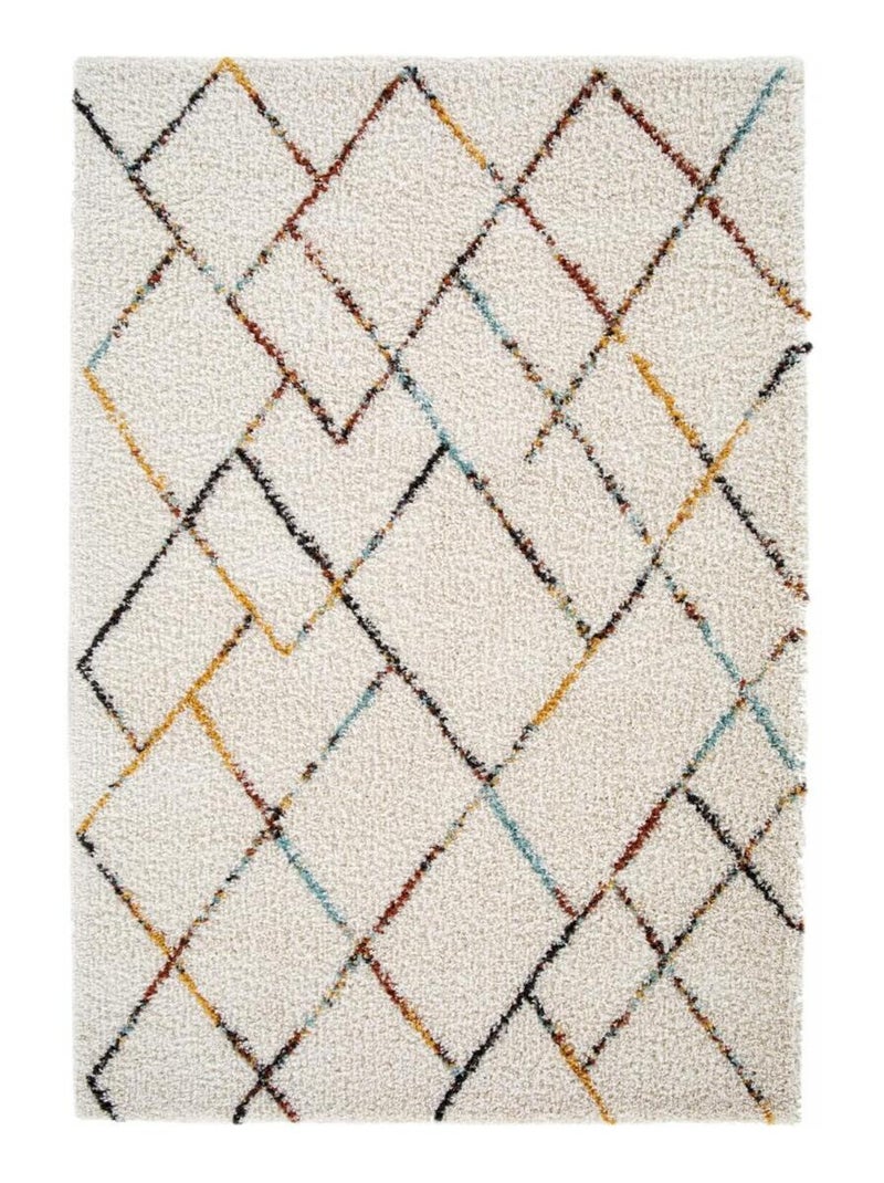Tapis shaggy tissé motif berbère CHROMA 2 Ecru - Kiabi